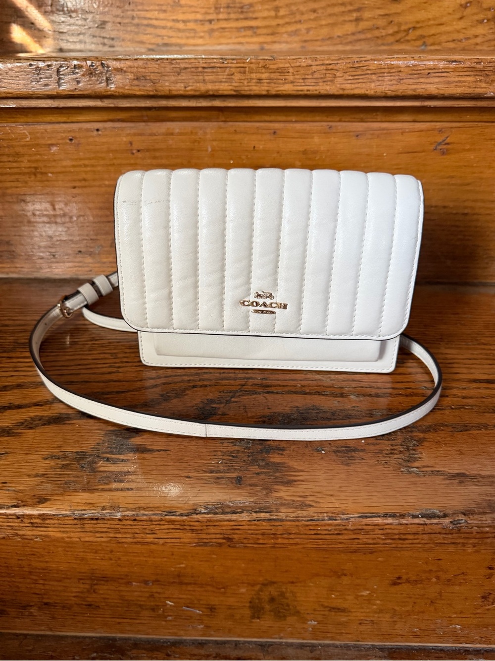 Coach Klare Quilted Leather Crossbody Bag in White with Gold Logo